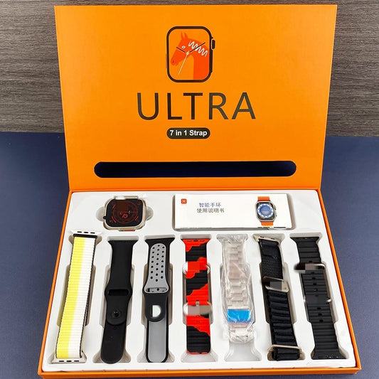 7 In 1 Ultra Smart Watch | 2.0″ Lcd | 7 Premium Straps | Bluetooth Calling | Wireless Charging | Heart Rate, Gps & Sleep Tracker – Multicolor Strap
